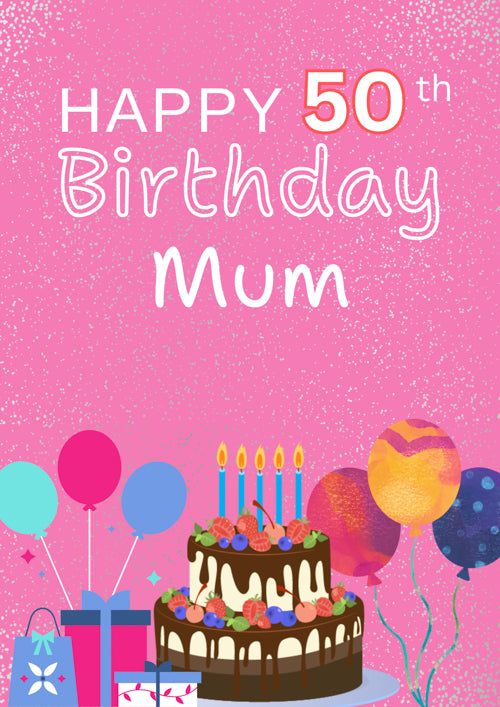 50th Mum Birthday Card Personalisation