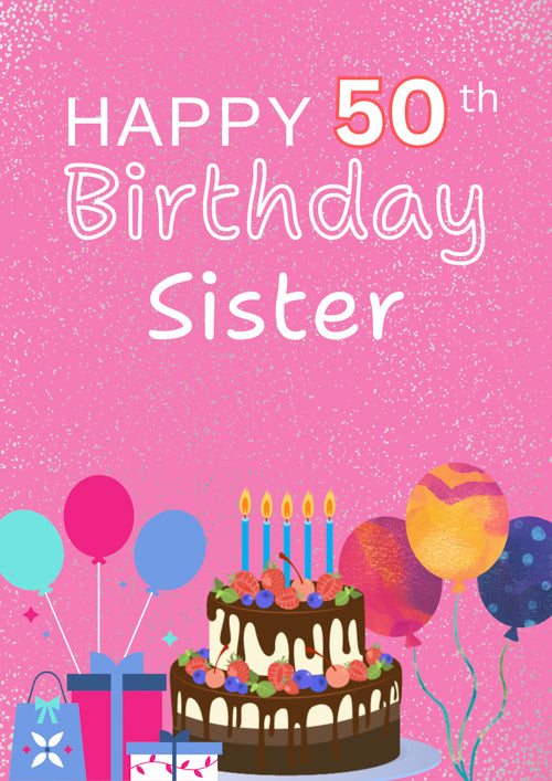 50th Sister Birthday Card Personalisation