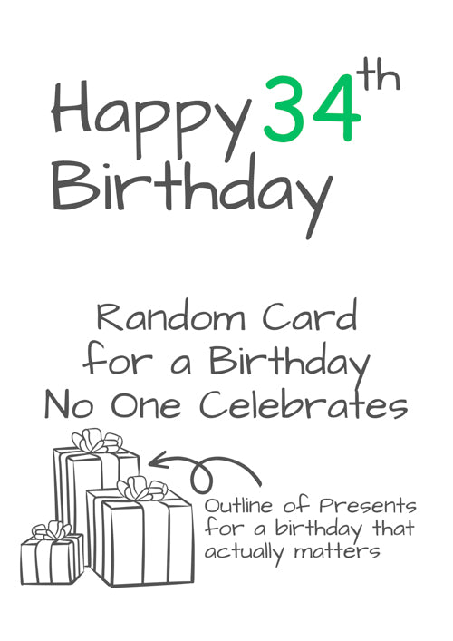 Humour 34th Birthday Card Personalisation