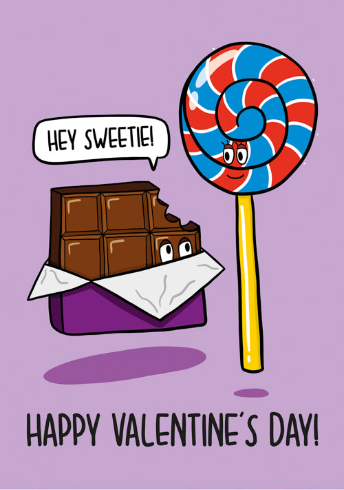 Funny Valentines Day Card Personalisation - Hey Sweetie & Candy