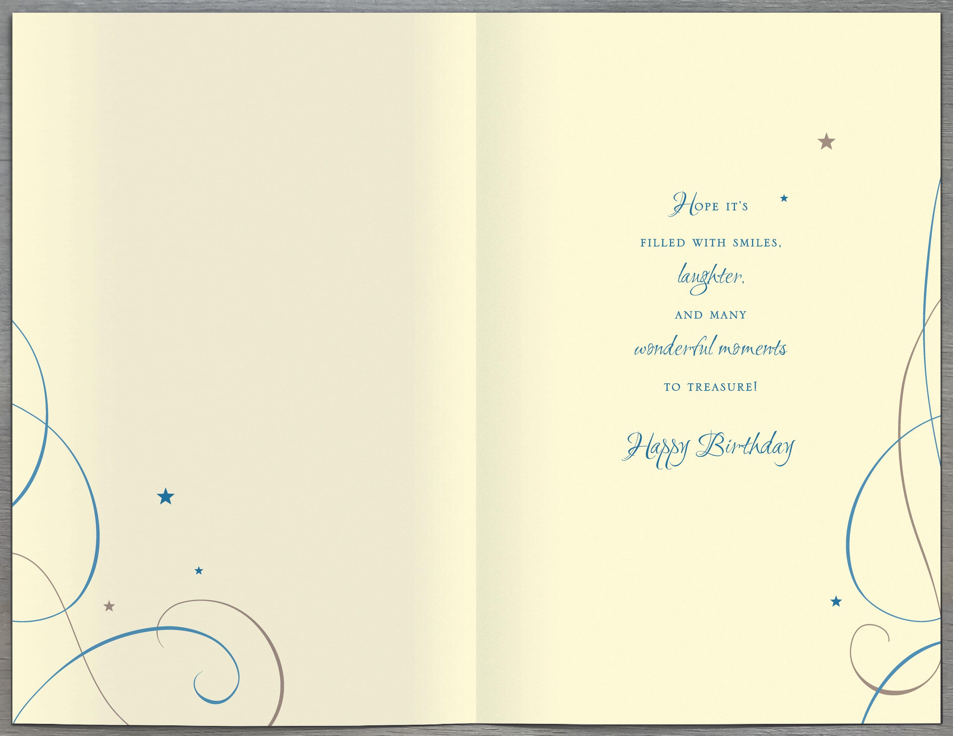 80th Birthday Card / Happy 80th Birthday & Gold Font On Blue Background