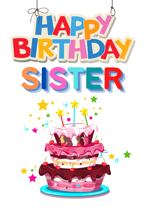 Happy Birthday Sis Big Letters Birthday Card Pictura USA Greeting Card