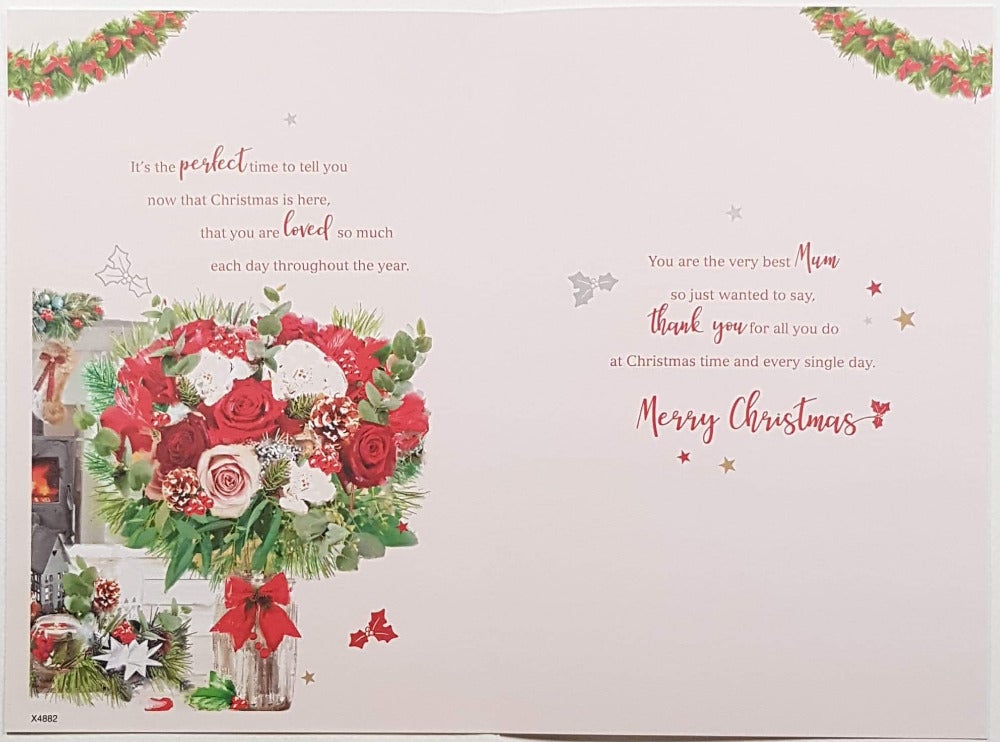 Mum Christmas Card - Festive Bouquet