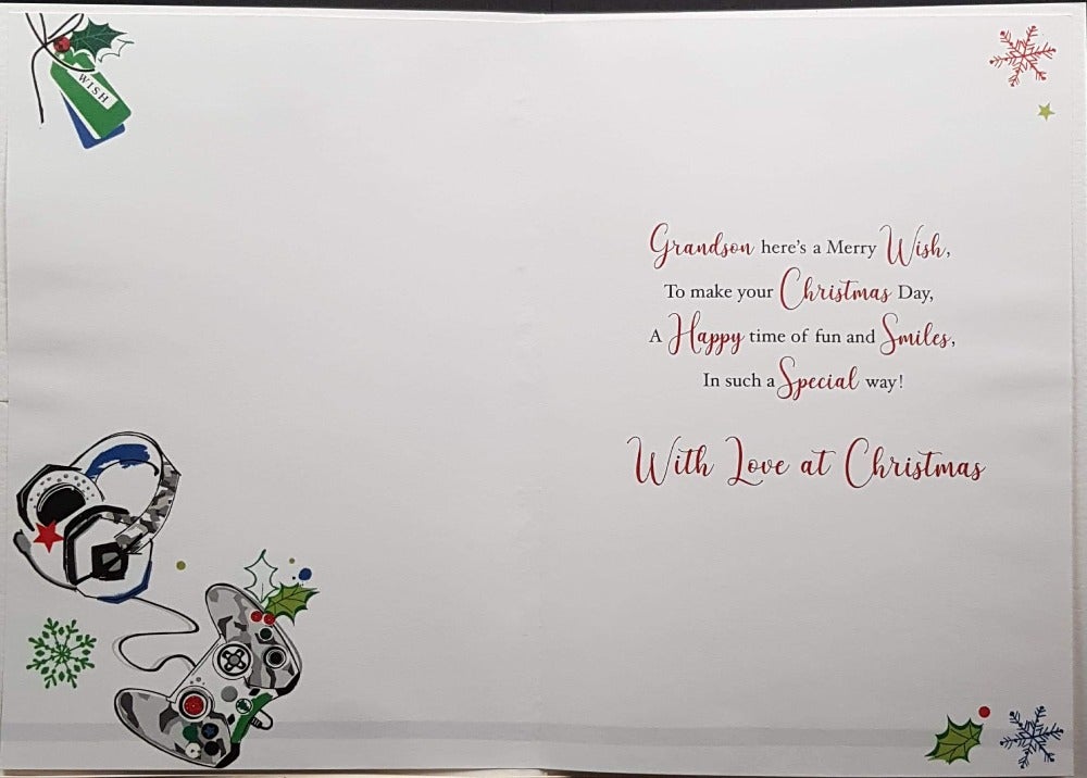 Grandson Christmas Card - Teenager Set In Christmas Sock