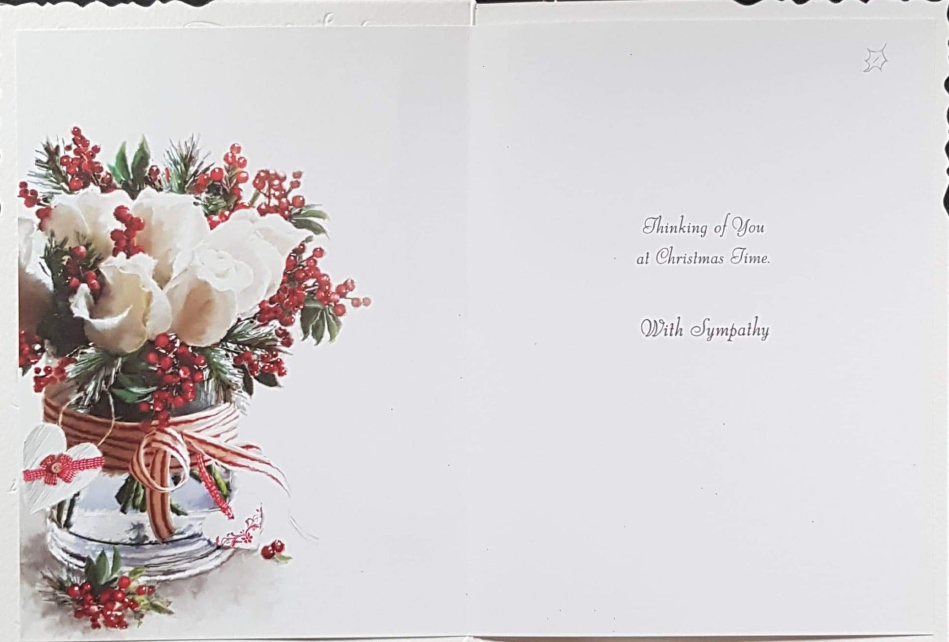 Sympathy Christmas Card - Special Thoughts & White Bouquet with Berries